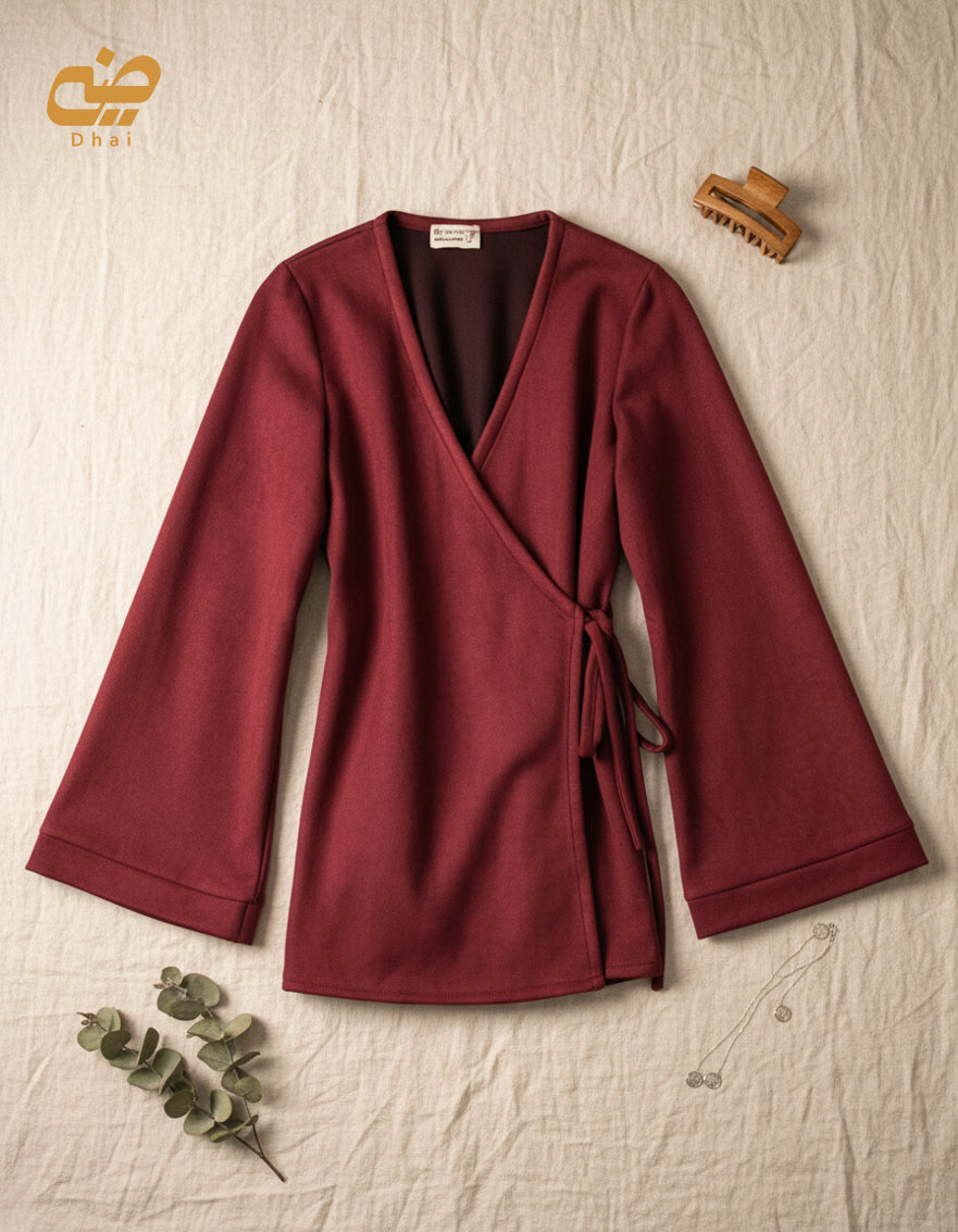 Wine Red wrap suit