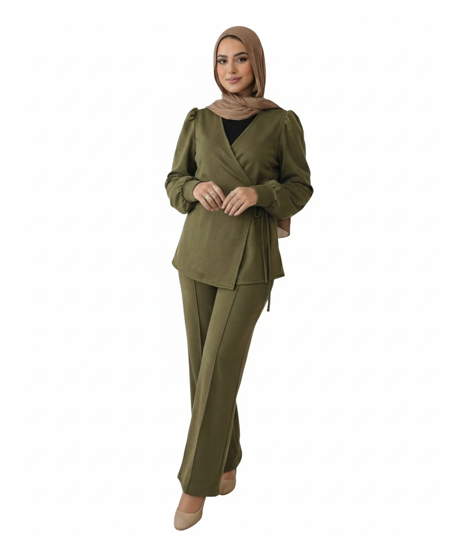 Olive Green wrap suit