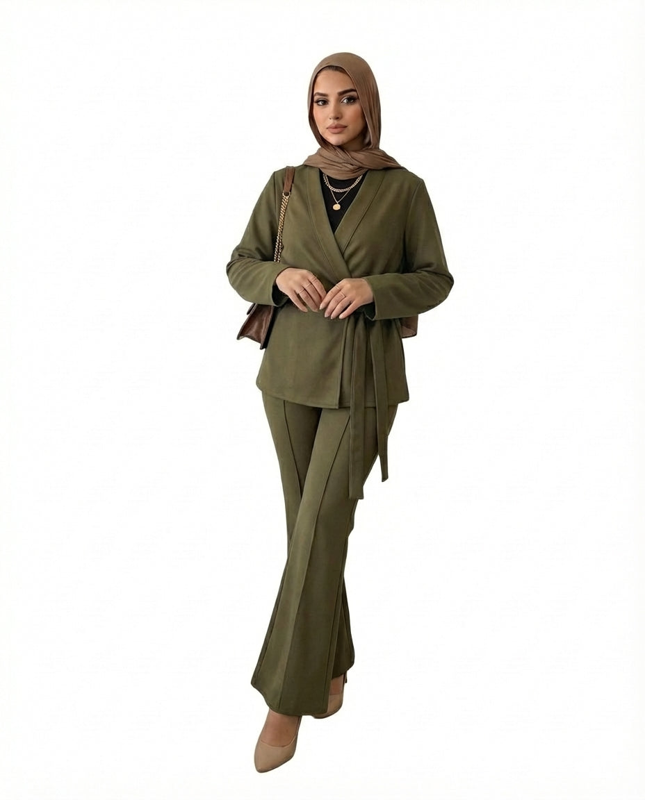 Olive Green wrap suit